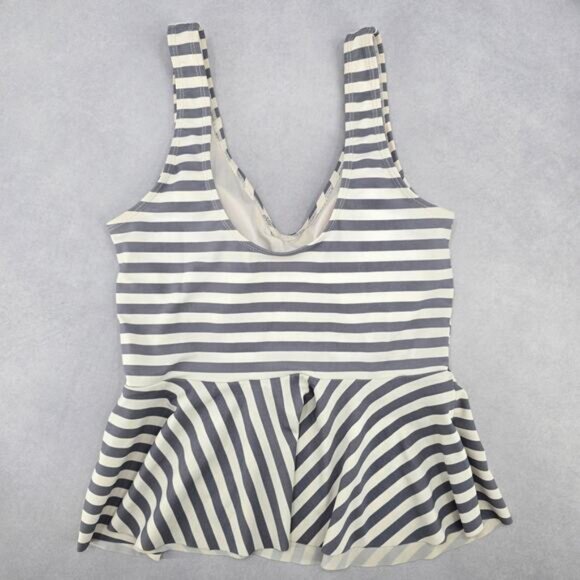 Cupshe Gray White Stripes Tankini Swimwear Crop Padded Top Beach XS Extra Small - Picture 2 of 8